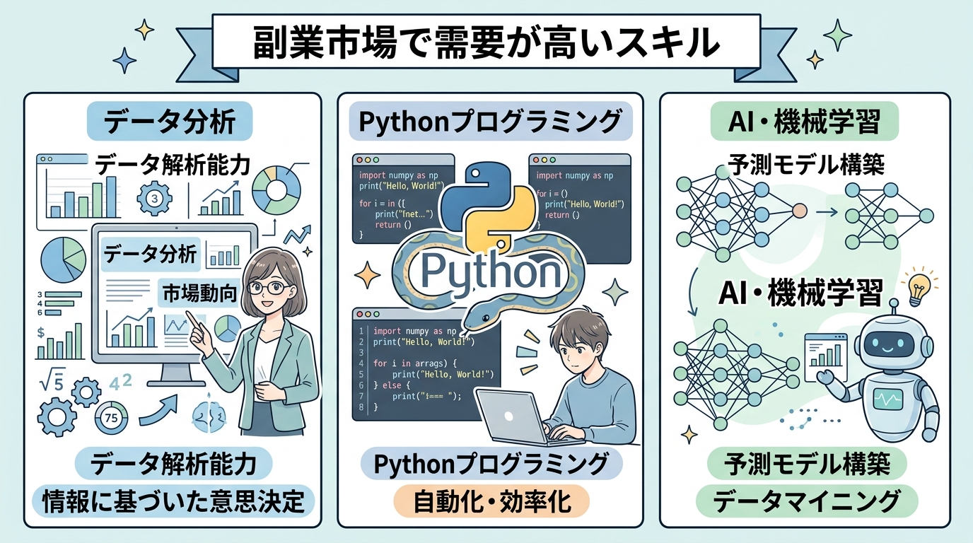副業市場で需要が高いスキルのインフォグラフィック